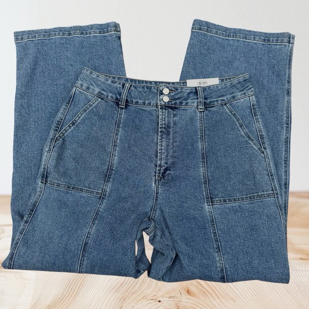 And Now This The Seam Front Wide Leg NEW Jeans Sz 31 Womens M Wash Super Cool